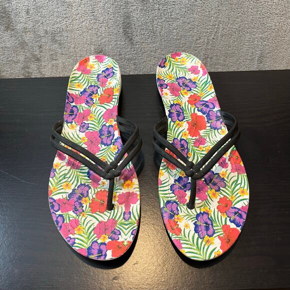 CROCS Isabella Flip W Floral Black Graphic Flip Flop Women size 10 - Picture 1 of 4